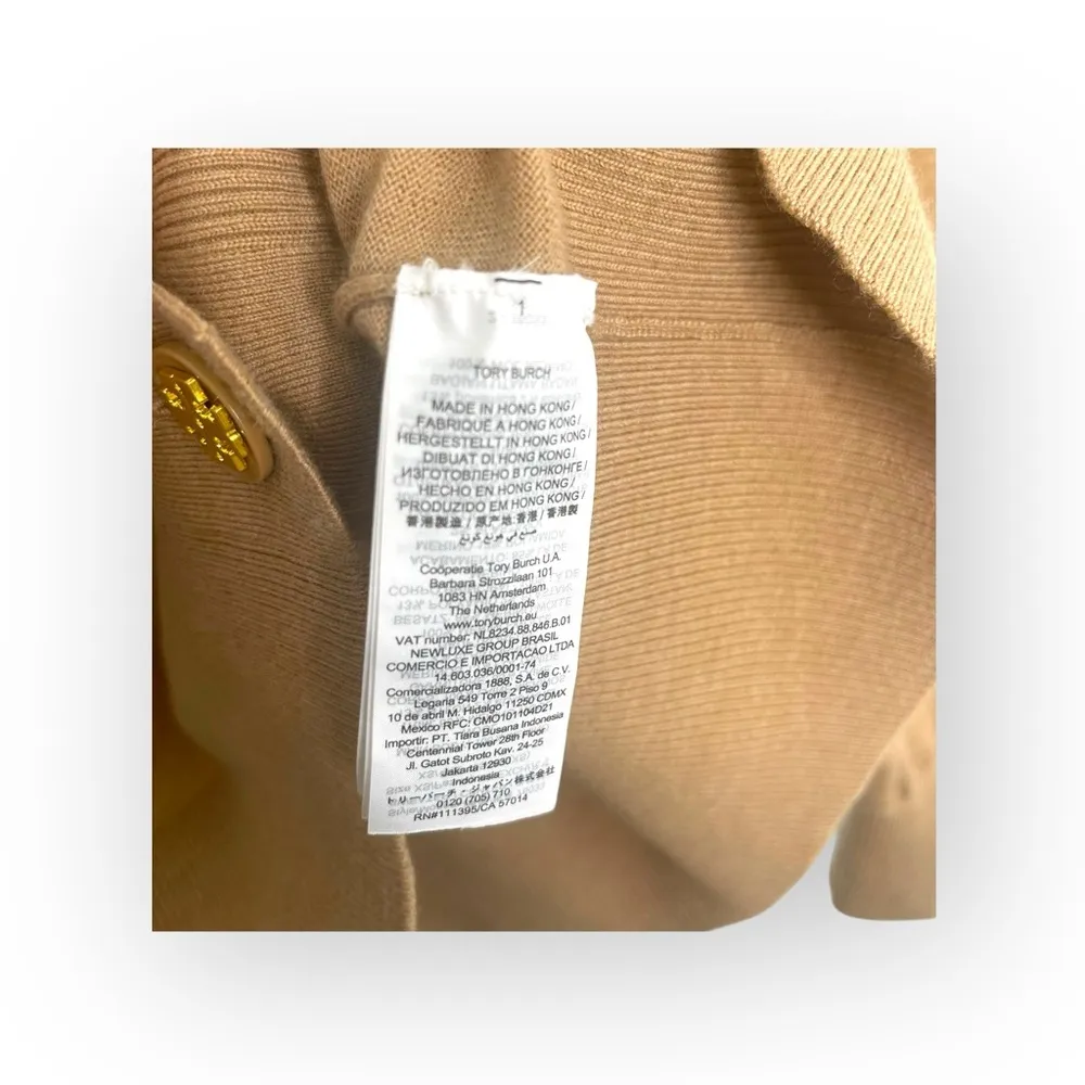 Tory Burch ࿌ Logo Button Merino Wool V Neck Cardi Cardigan ࿌ Sepia Brown ࿌ XS ࿌ - Image 7