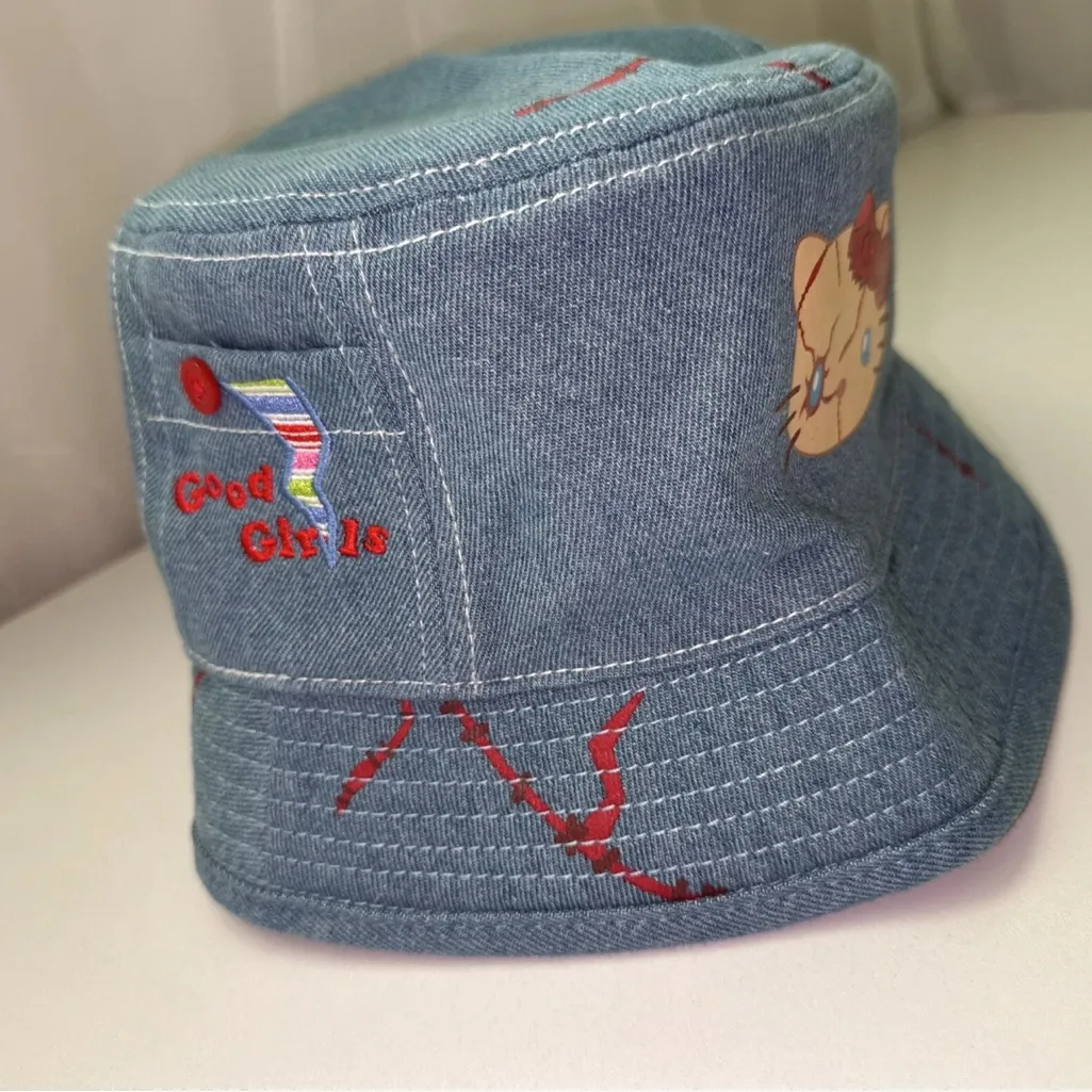 Hello Kitty Chucky Bucket Hat Universal Studios HHN Reversible Blue - Image 4