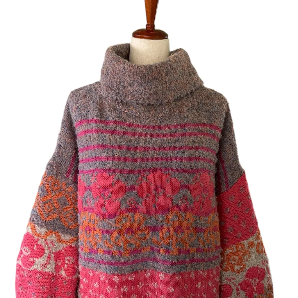 RAIN + ROSE Balloon Sleeve Turtleneck Sweater Pink Size L - Image 3