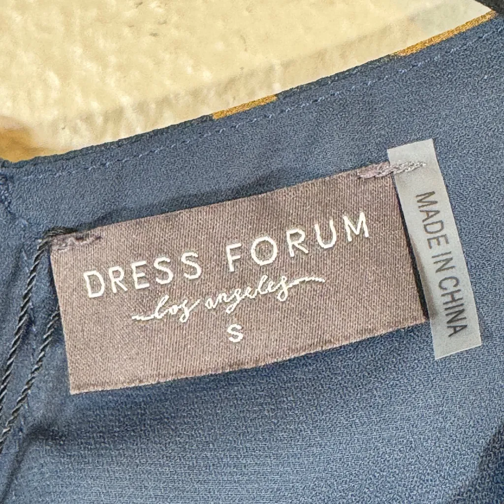 Dress Forum Brown Blue Floral Long Sleeve Mini Dress Womens S Classic Faux Wrap - Image 7