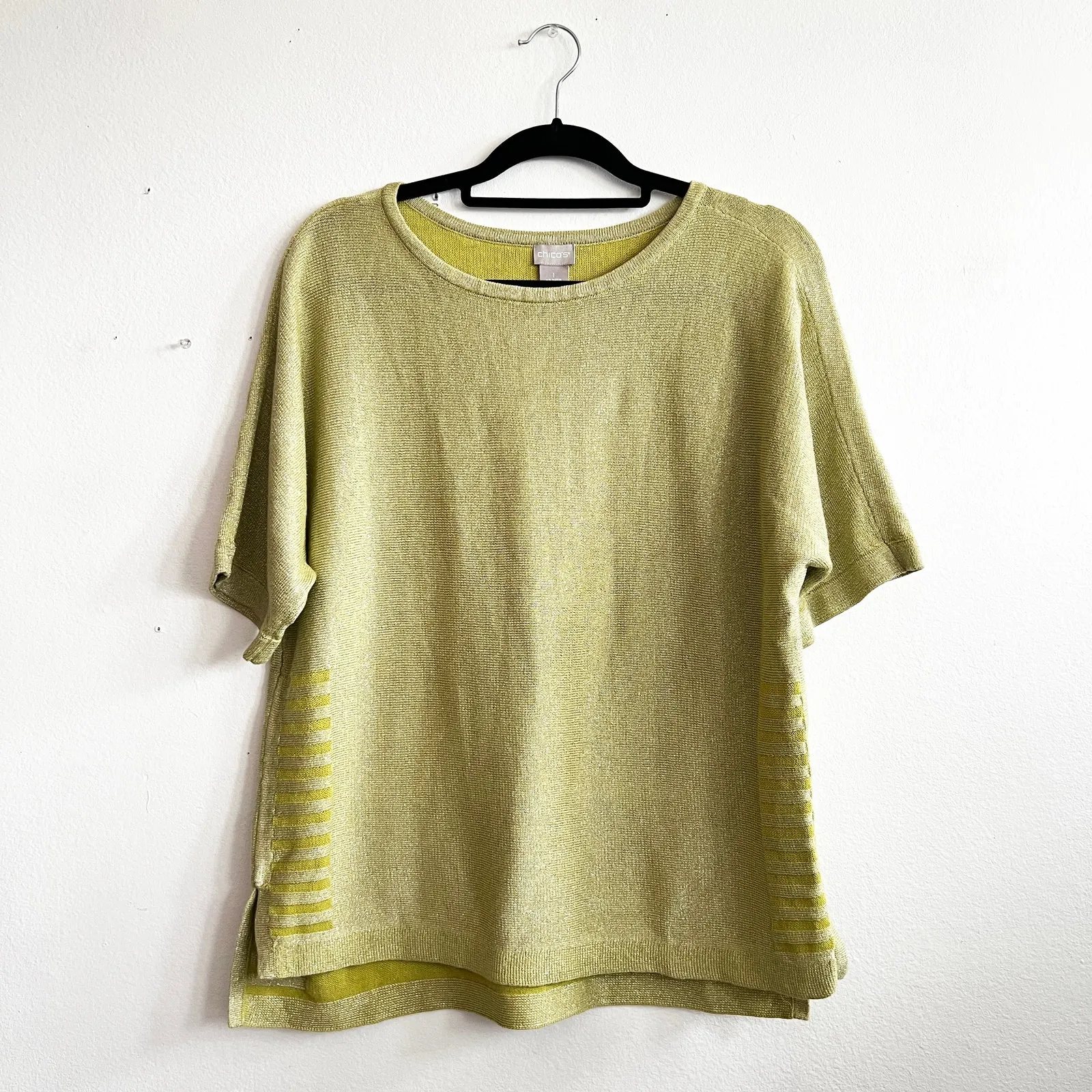 Chico’s Green Glittery Top Shimmer Sparkle Holiday Elegant Christmas Sz 1 Us M‎ - Image 2