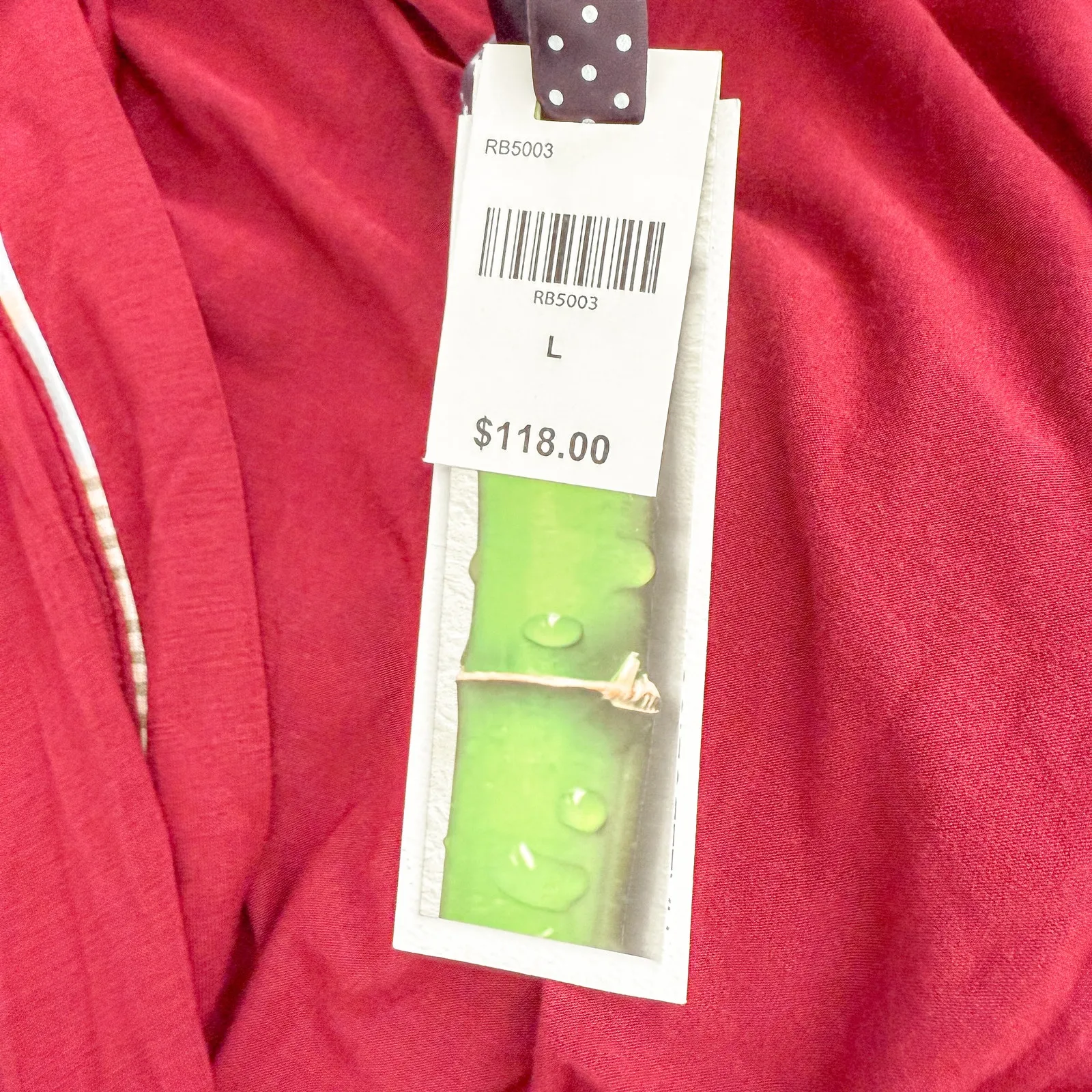 Hale Bob Womens Robe Size Large Red Bamboo Stretch Lounge Belted‎ Kimono Style - Image 7