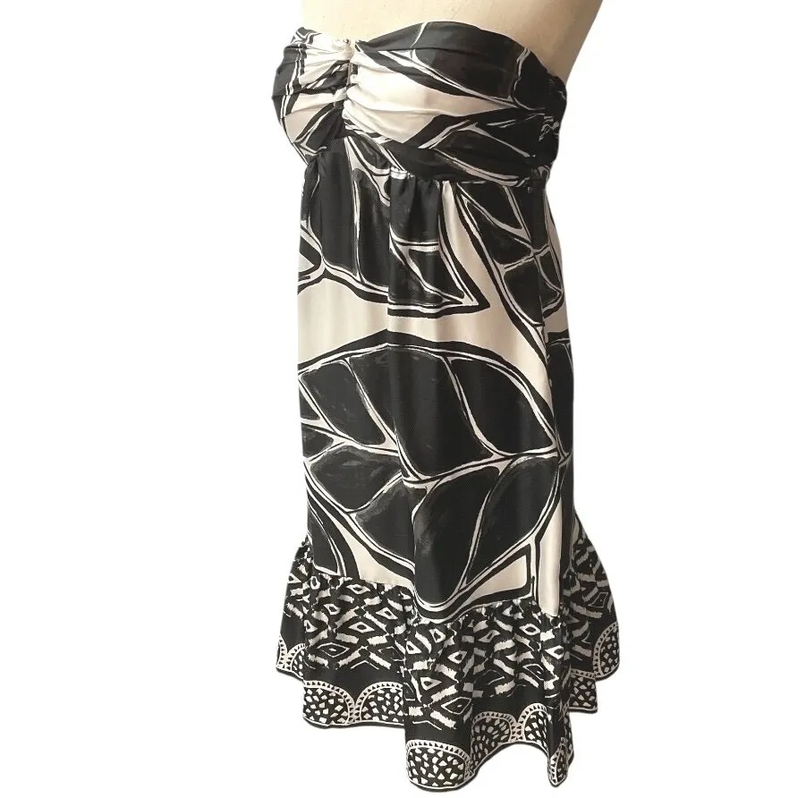 White House Black Market Womens Dress Size 4 Floral Silk‎ Leaf Evening Party - Image 4