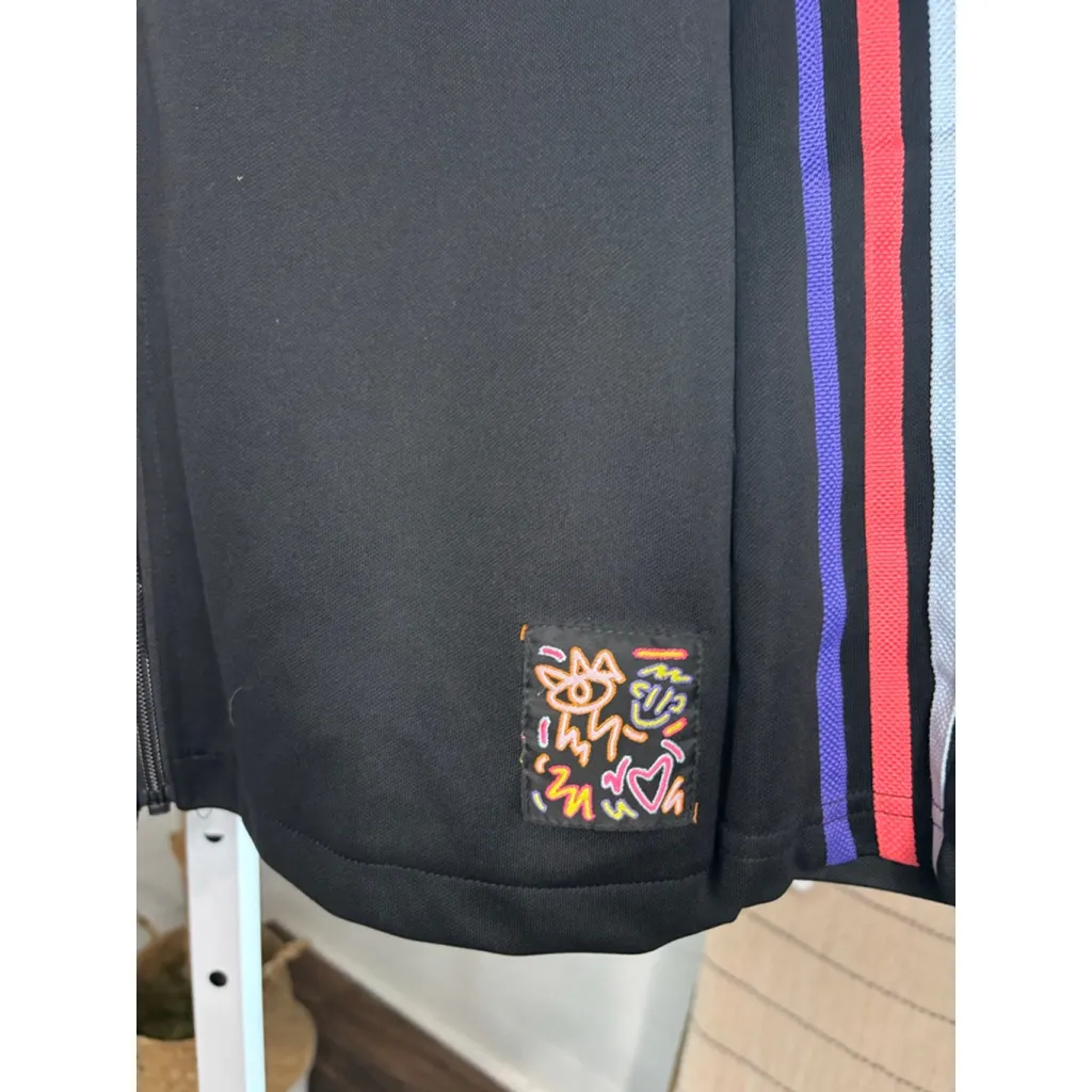 Women's Adidas Trio Pride XL Black Multicolor Aeroready Track Jacket - Image 8