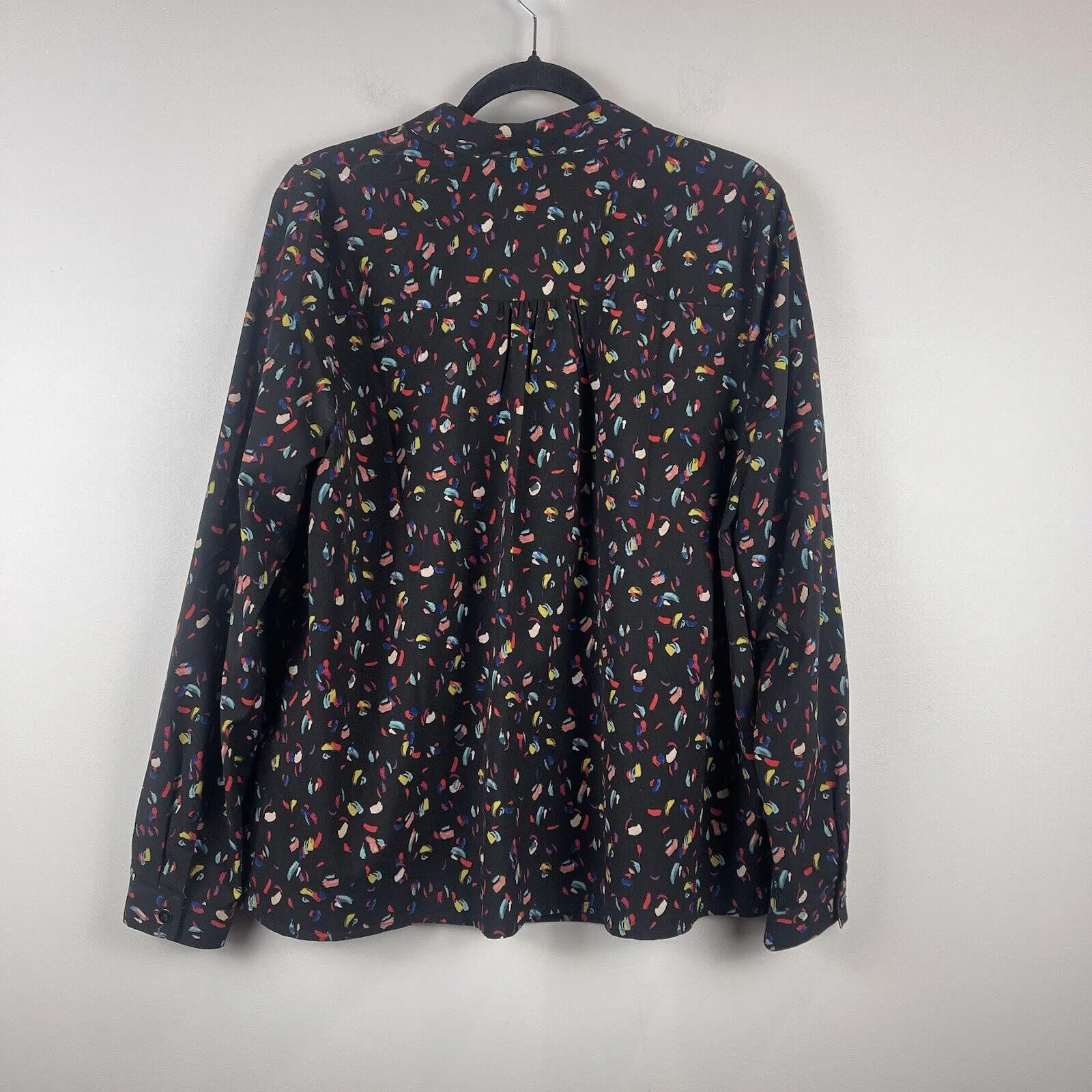 CAbi Ferris Top Blouse Large Black Multi Color Rainbow Printed Button Down 3423‎ - Image 3