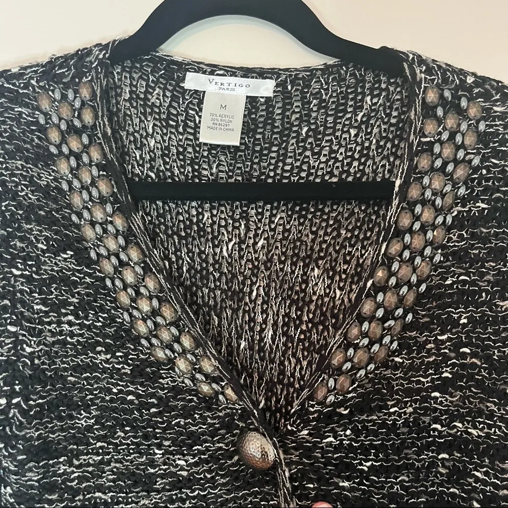 Vertigo Paris Knit Black Grey Cardigan Sweater - Image 7
