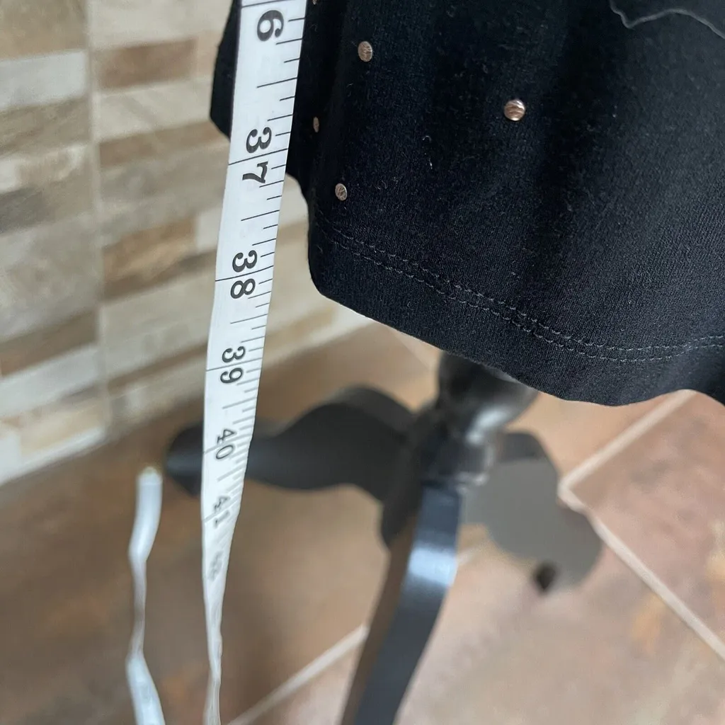 Catherine Melandrino midi black dress with golden studs Party coctail brunch M - Image 8