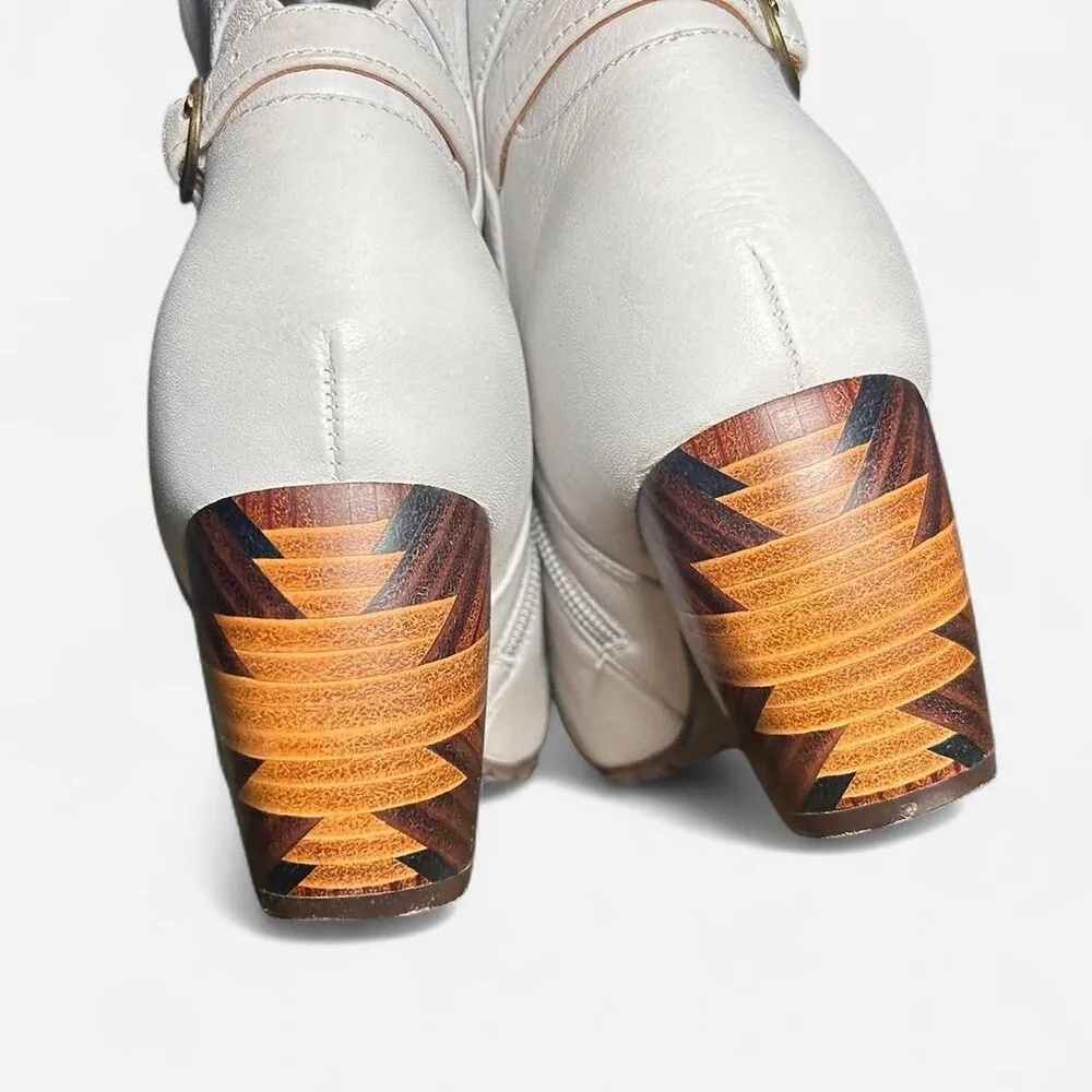 L'amour Des Pieds Pierpont White Comfy Wooden block heeled boot sz 7 - Image 6