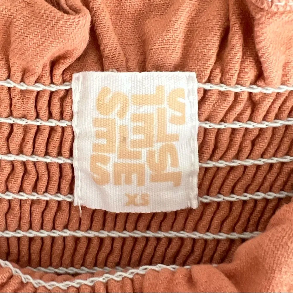 Eliyas Label Smocked Milkmaid Dress Size XS Ruffle Cottagecore Romantic Orange - Image 7