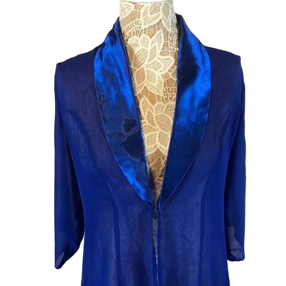 NWT Love Myth evening lace & ruched dress & sheer coat blue size small - Image 7