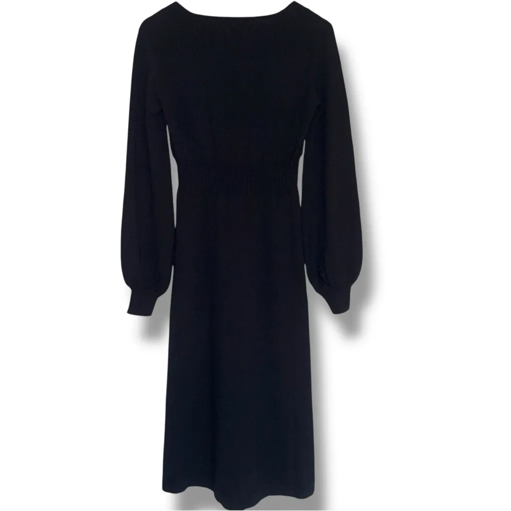 Chloé Black Wool Midi Dress | Size Small - Image 6