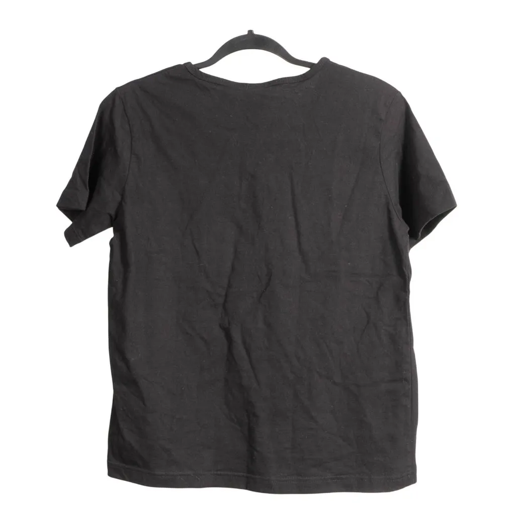 Erika Floral Beaded TShirt M Women Y2K Black Red Embroidered Short Sleeve Cotton - Image 4