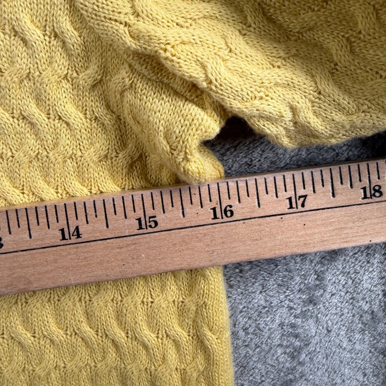 Lands End XS Yellow Cable Knit Turtleneck Sweater Cotton Preppy Coastal Grandma - Image 11