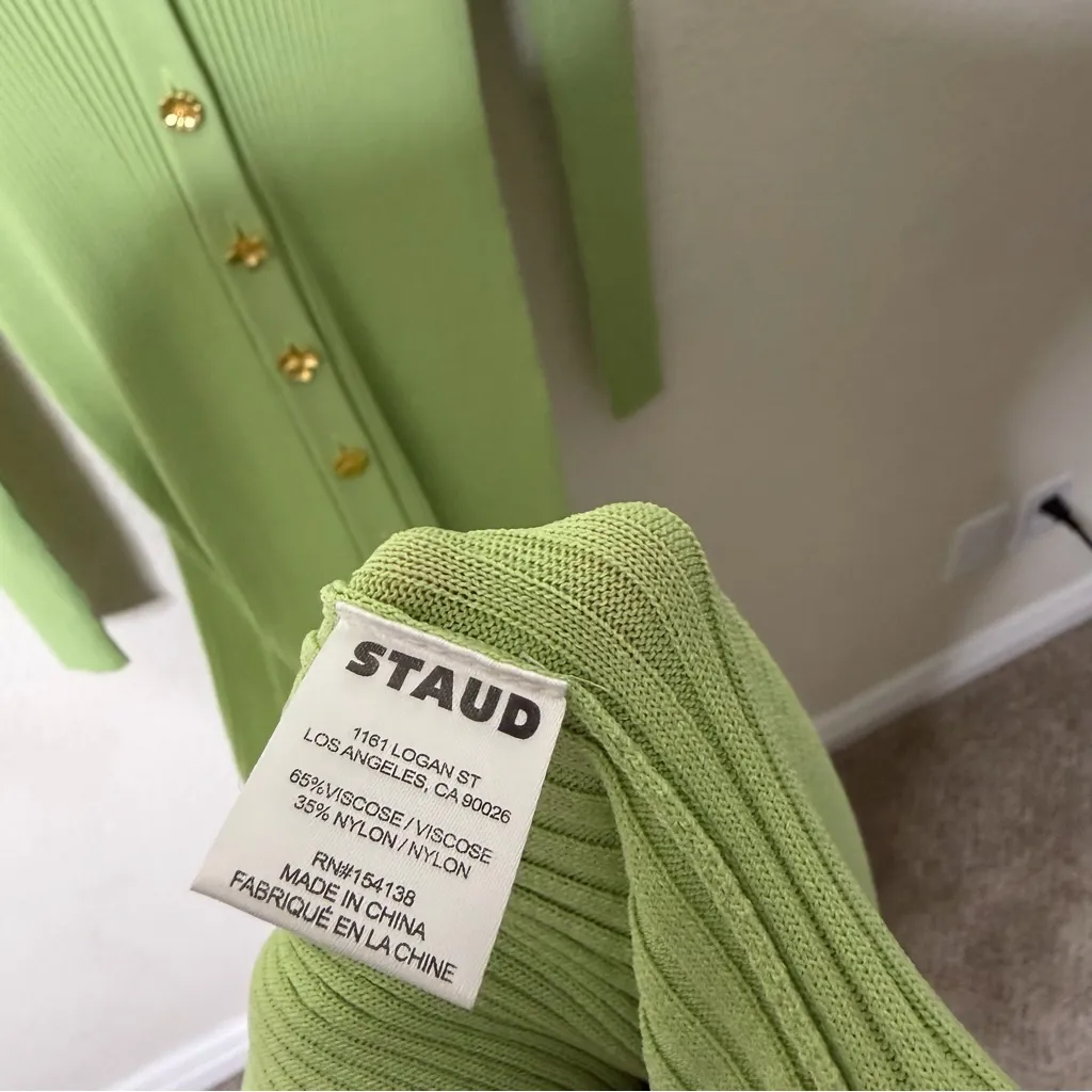 NWT Staud Shoko Sweater Dress Rib Knit Matcha Sherbet Green Womens Size L - Image 13