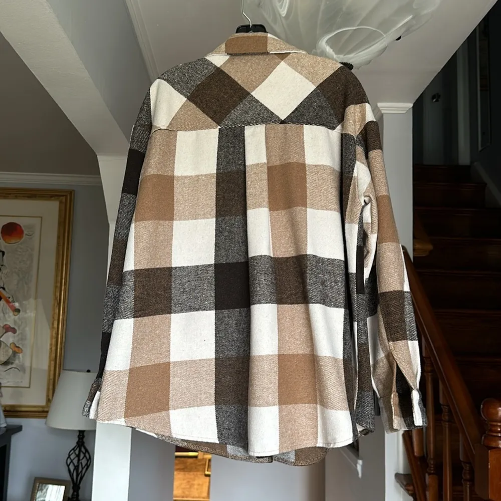 🌺 Automet Plaid Shacket Sz M Brown Size M - Image 2