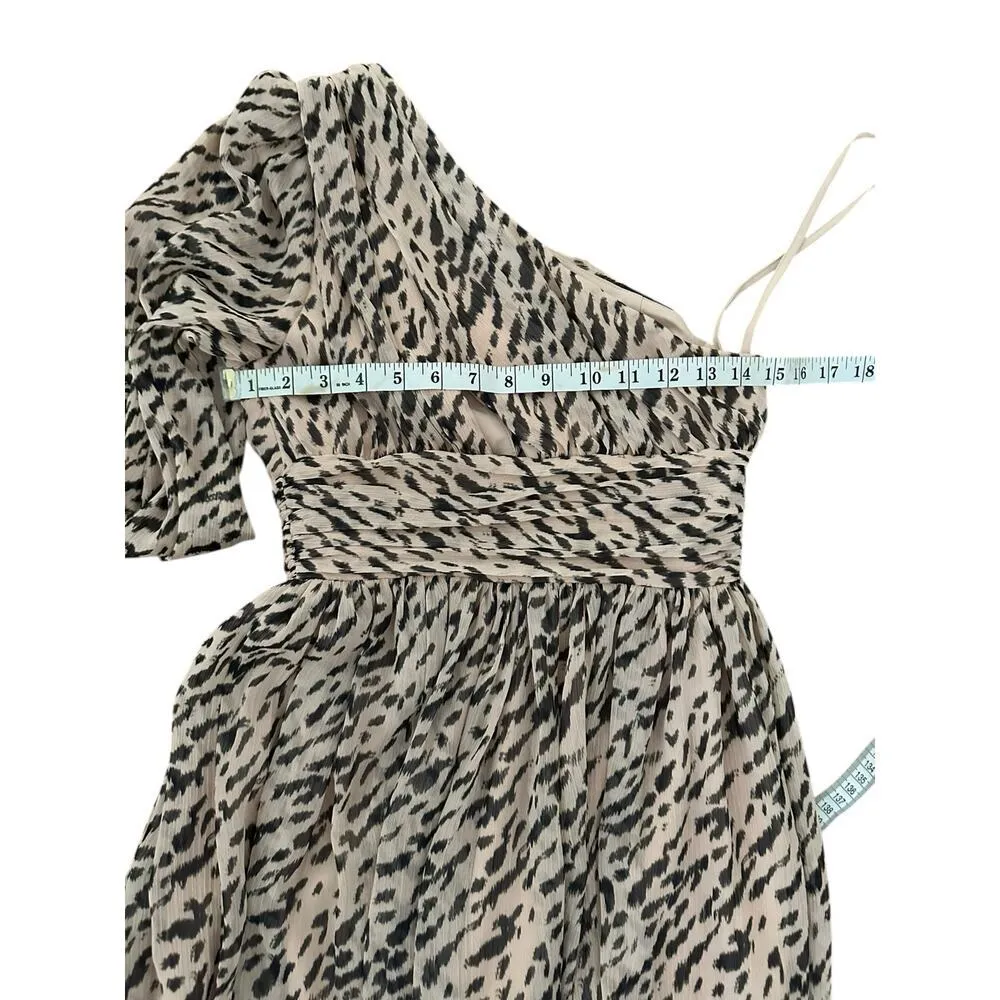 Gianni Bini Dalia Asymmetrical Neckline Chiffon Animal Print Maxi Dress size 0 - Image 4