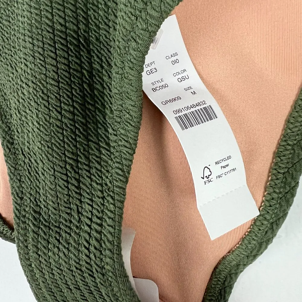 NWT J. Crew Textured Curved Waist Cheeky Bikini Bottom Green Size Medium M NEW - Image 8