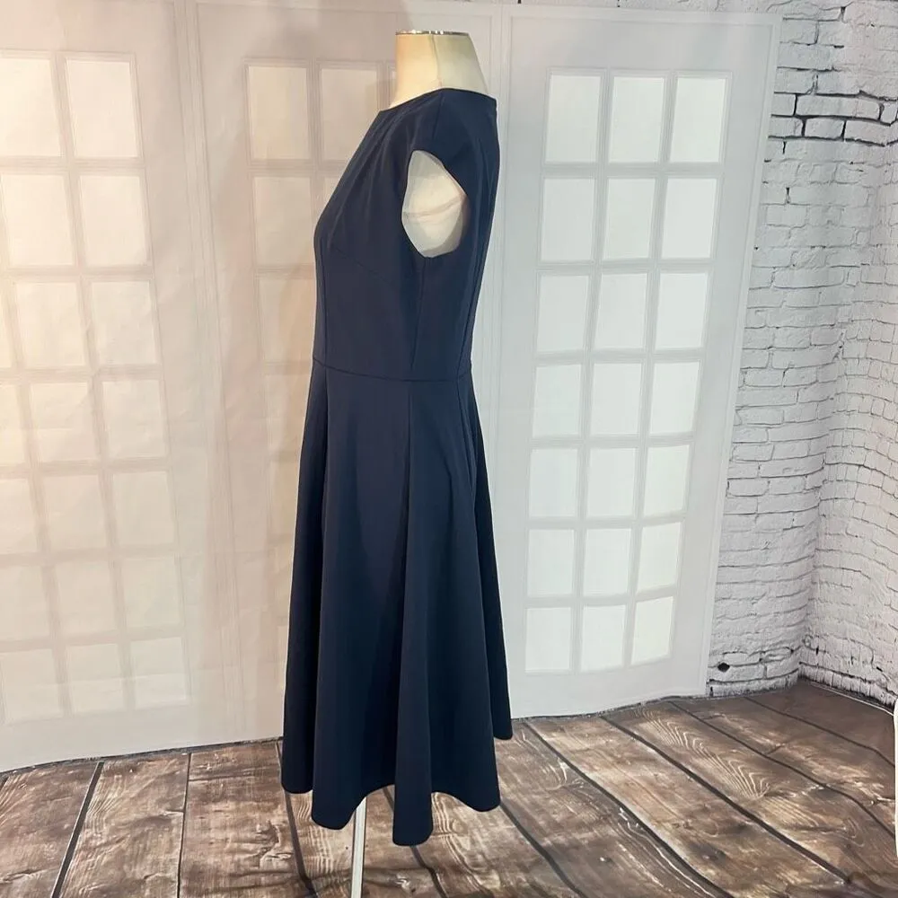 Dress Tells navy cap sleeve retro 50’s vibe fit & flare midi dress size large - Image 6