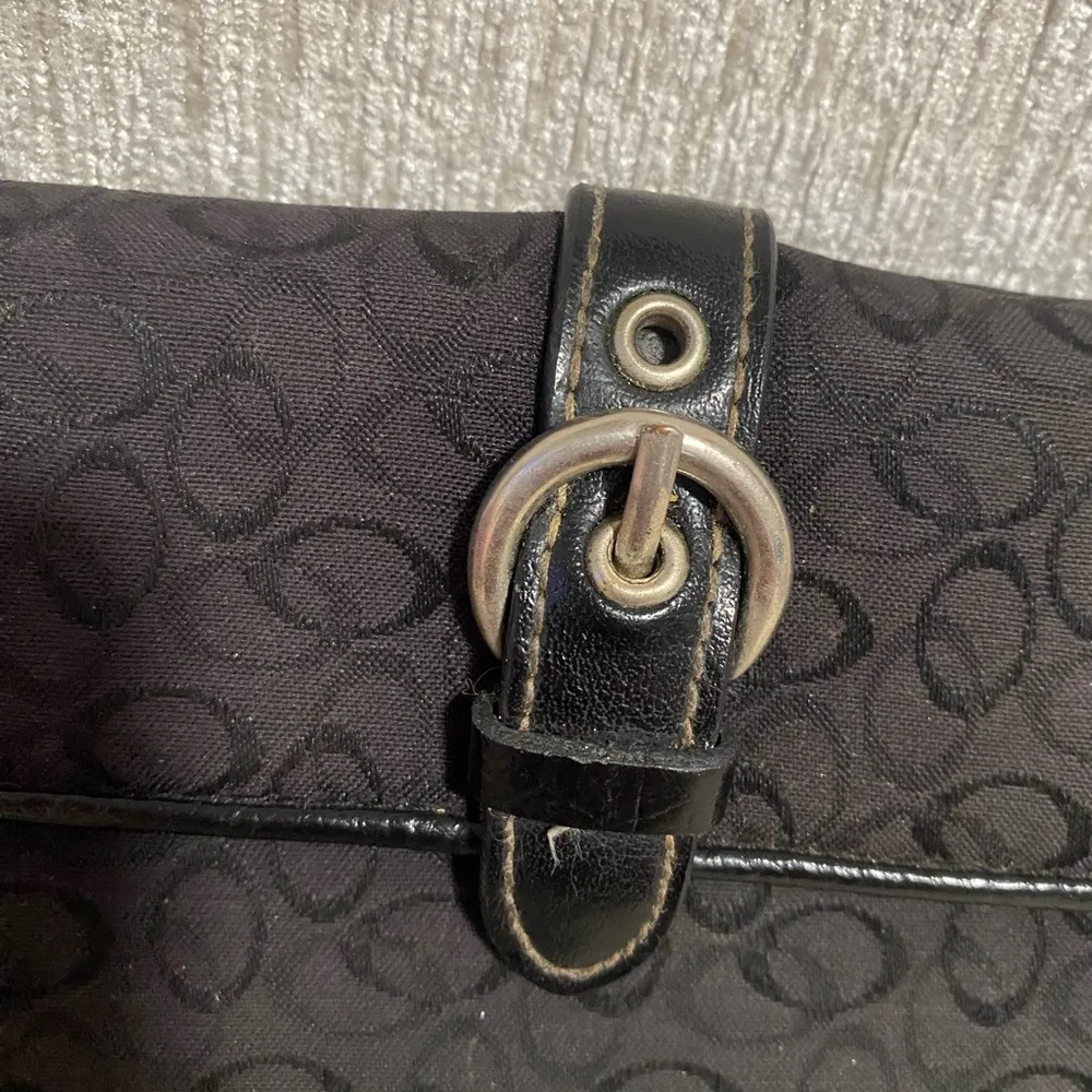 BLACK CLOTH WALLET WITH LEATHER TRIM, SILVER BUCKLE - Image 5