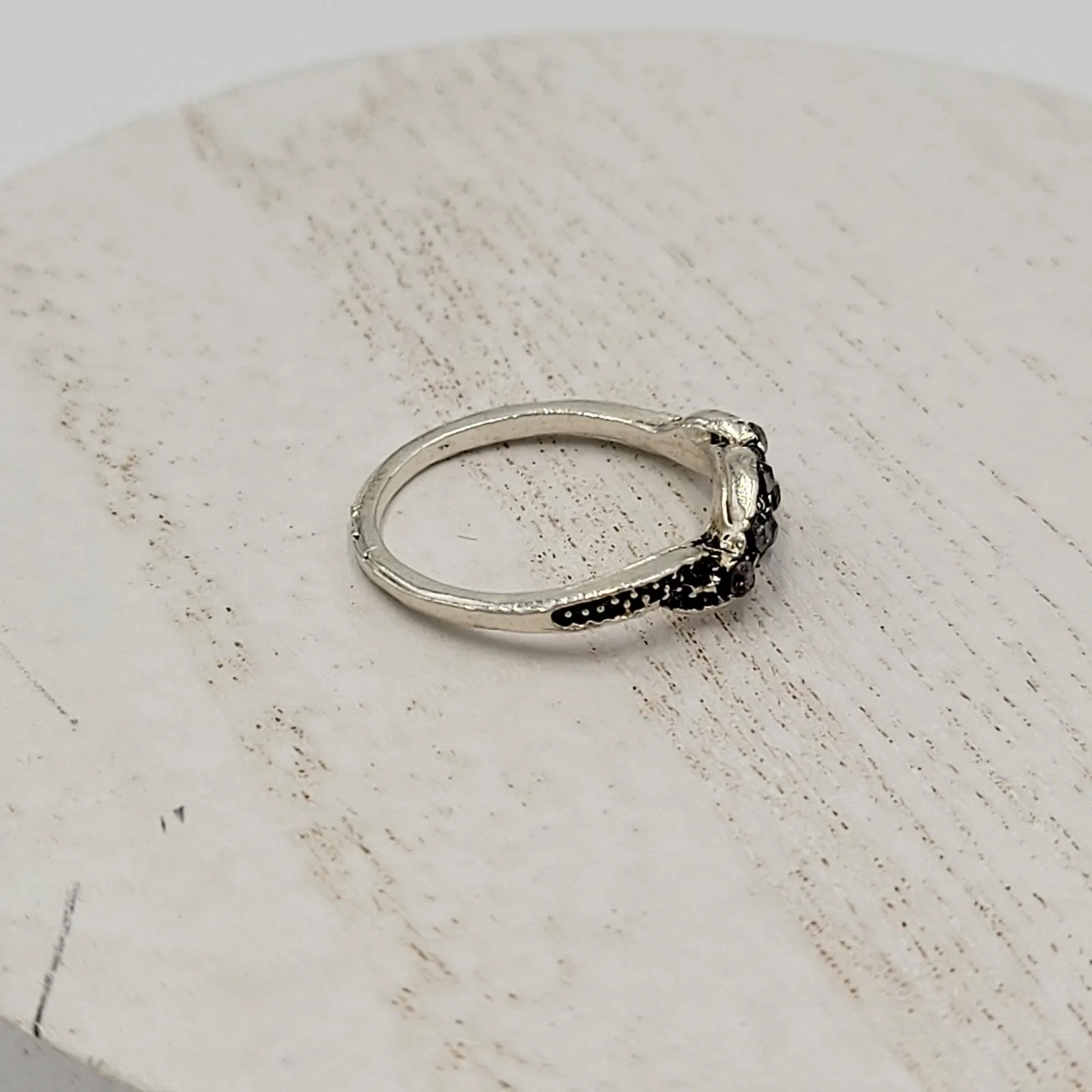 Silver Tone Gray Diamond Gemstone Rhinestone Twisted Knot Ring Fashion Jewelry - Image 11