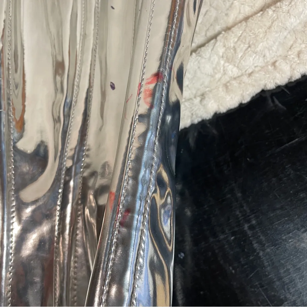 Top Drawer by Daisy Corsets Silver PVC Overbust Corset Rave Festival Large - Image 10