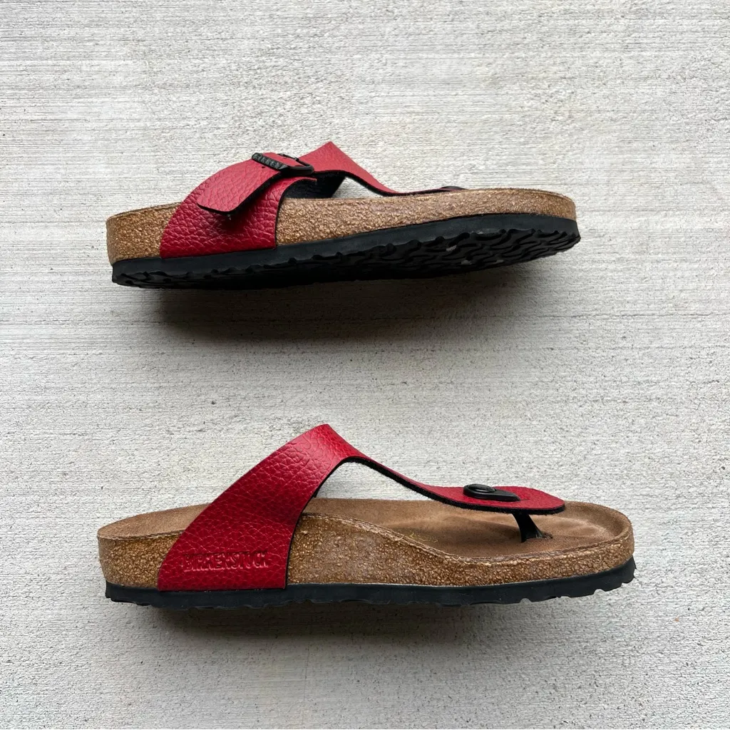 Birkenstock Red Leather Sandals - Image 6
