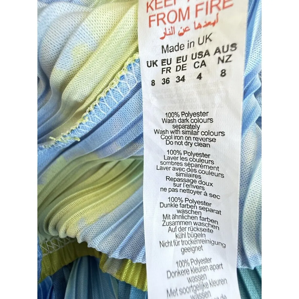 Big brother Rubina's blue abstract plisse dress strappy women maxi dress size 4‎ - Image 10