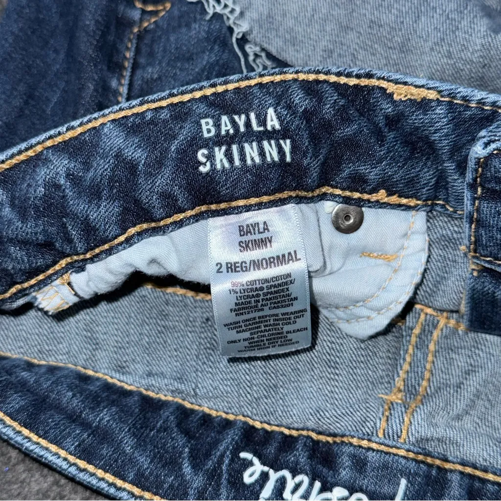 Aeropostale Low Rise Micro Mini Vintage Blue Denim Jean Shorts 2000s y2k Sz 2 - Image 5