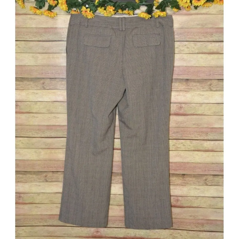 Ann Taylor Signature Fit Ladies 16 Brown Houndstooth Straight Leg Pants Career - Image 5