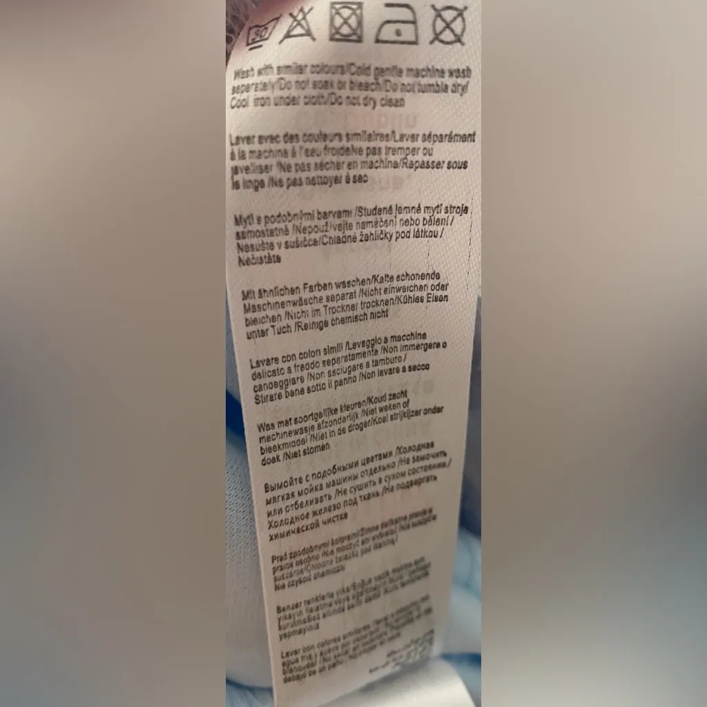 Apricot Blue White Butterfly Cap Sleee Dress Women's Sz 12 Large - Image 12