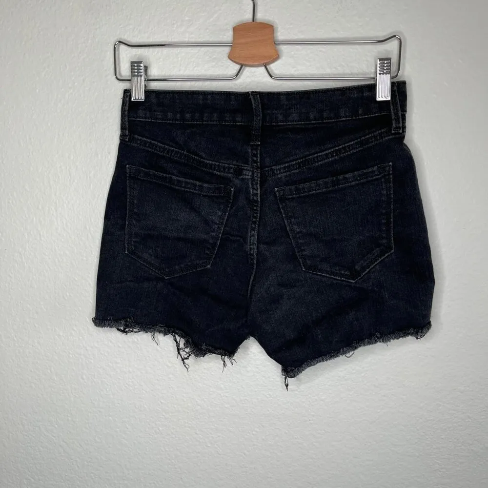 Old Navy Womens High-Rise Black Denim Button Fly Jean Shorts 4 - Image 6