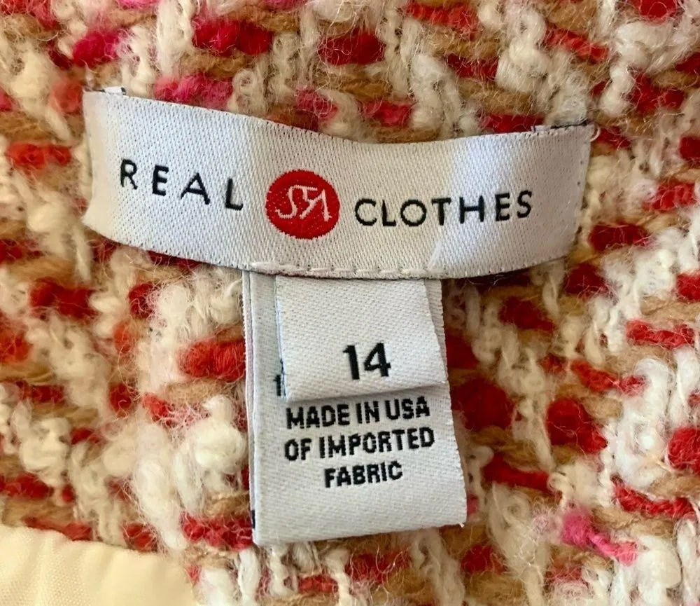 Real Clothes Wool Tweed Blazer Jacket Size 14 - Image 5