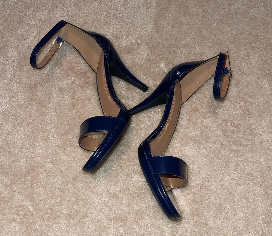 Elegant Black High Heel Sandals Blue Size 10 - Image 4