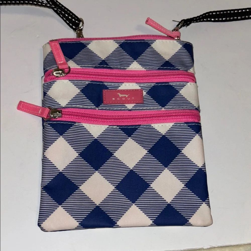 Scout Crossbody Bag Blue and Pink Gingham - Image 3