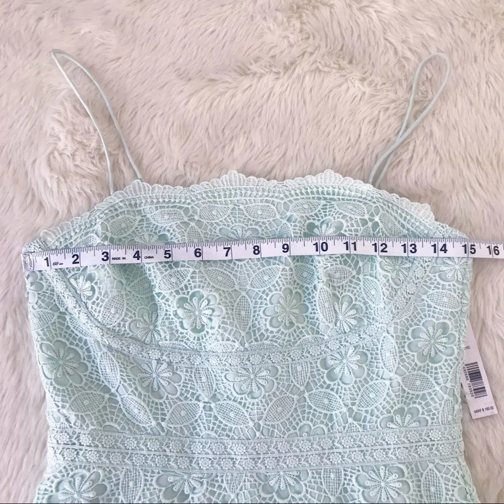 GIANNI BINI Mint Green Lace Midi Dress Cocktail Spaghetti‎ Strap Size 2 New - Image 11