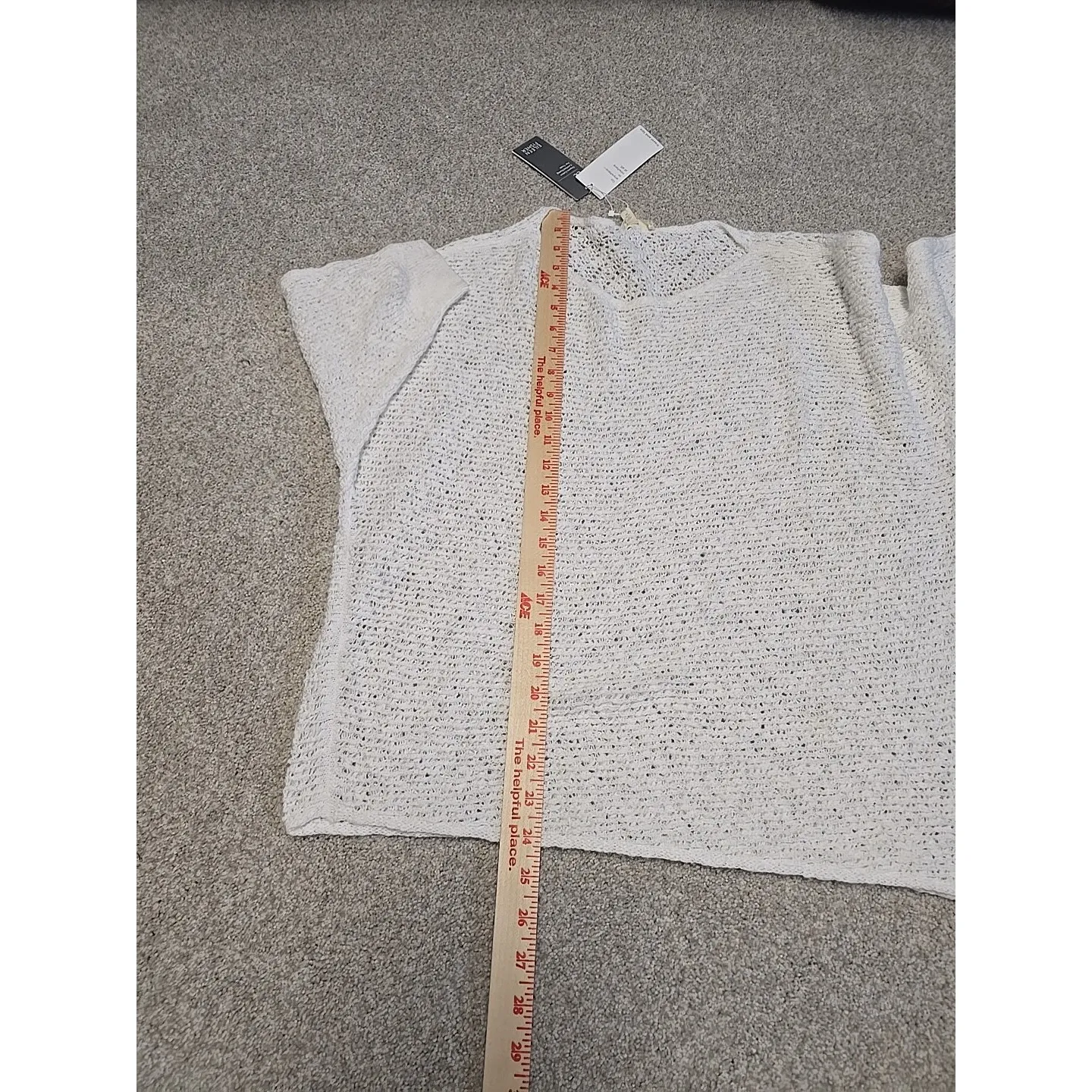 EILEEN FISHER White Organic‎ Cotton Nubble Mesh Asymmetrical Sweater Sz M Resort - Image 7