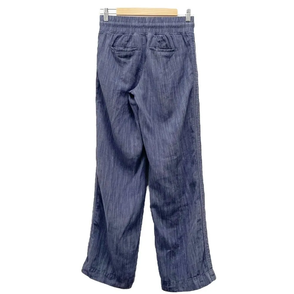 Athleta Cabo Linen Textured Blue Wide Leg Pants Relaxed Beachy Women’s Size 0 - Image 3