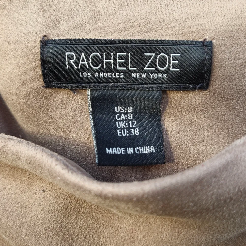 EUC Rachel Zoe dark camel high rise faux suede leggings size 8 - Image 4
