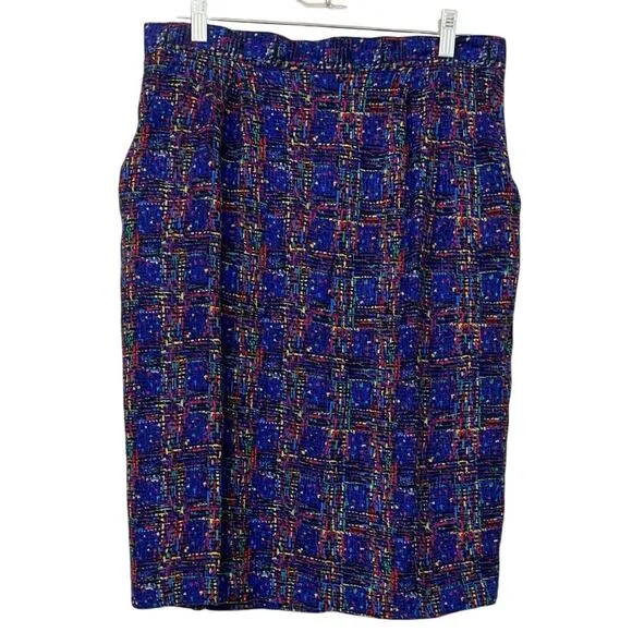 Requirements Vintage 90s Blue Matrix Pattern Straight Pencil Skirt Multi - 16 - Image 6