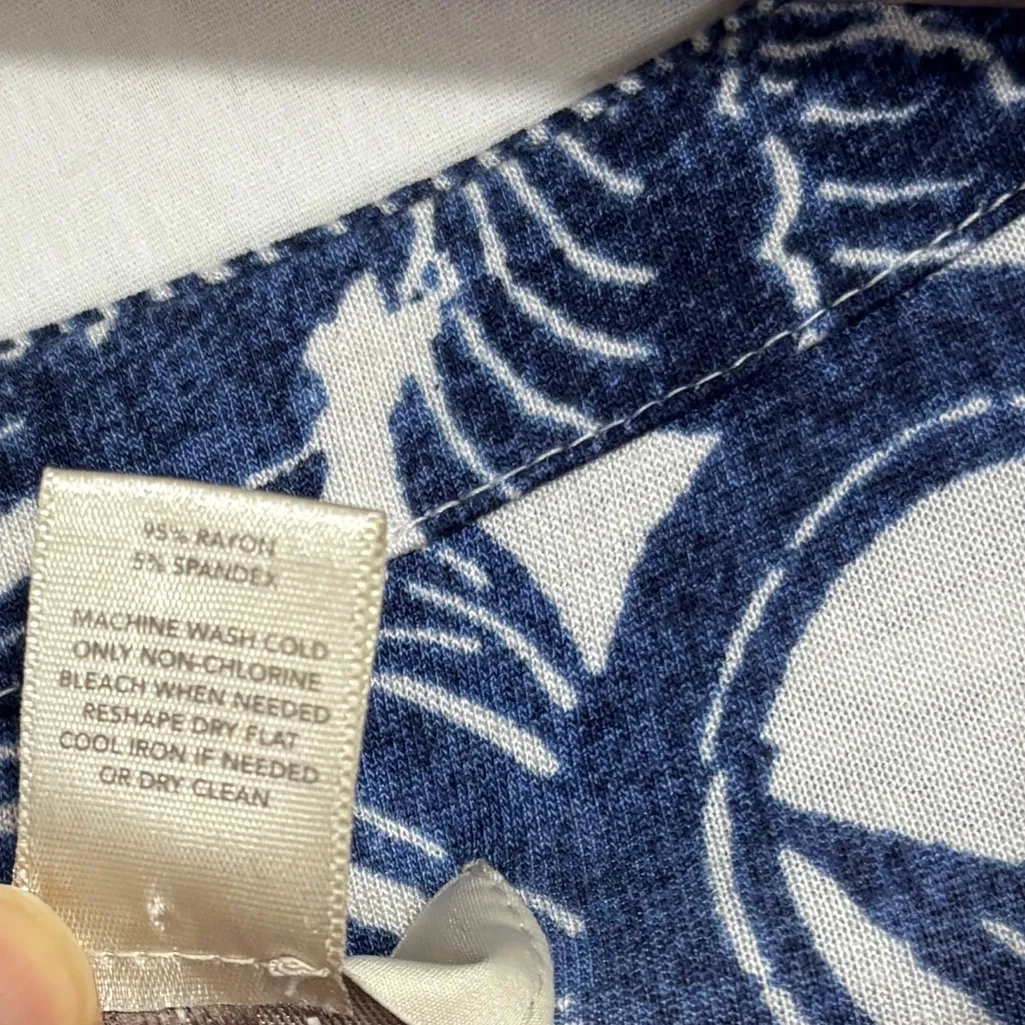 Loft Outlet Dress Drawstring Waist Womans M Blue Midi Beachy Coastal Office - Image 6