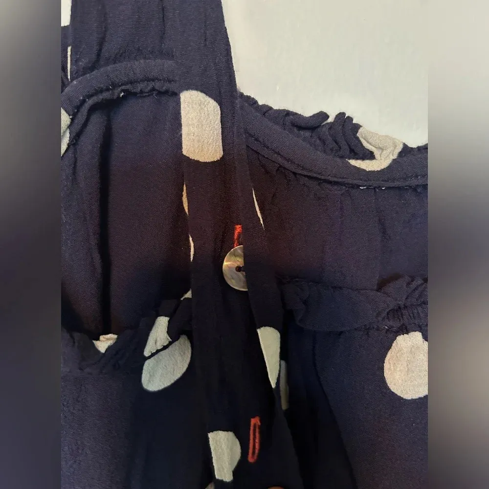 Maeve anthropoligie gauzy tank top navy white polka dot size 4 small medium - Image 4