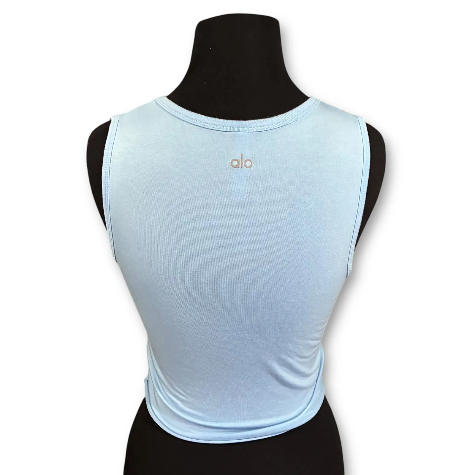 EUC Alo Yoga Cover Tank Twist Front Sleeveless Crop Tank Top Women's Small Blue - Image 2