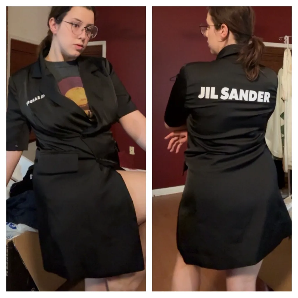 Jil Sander logo tuxedo wrap dress - Image 3