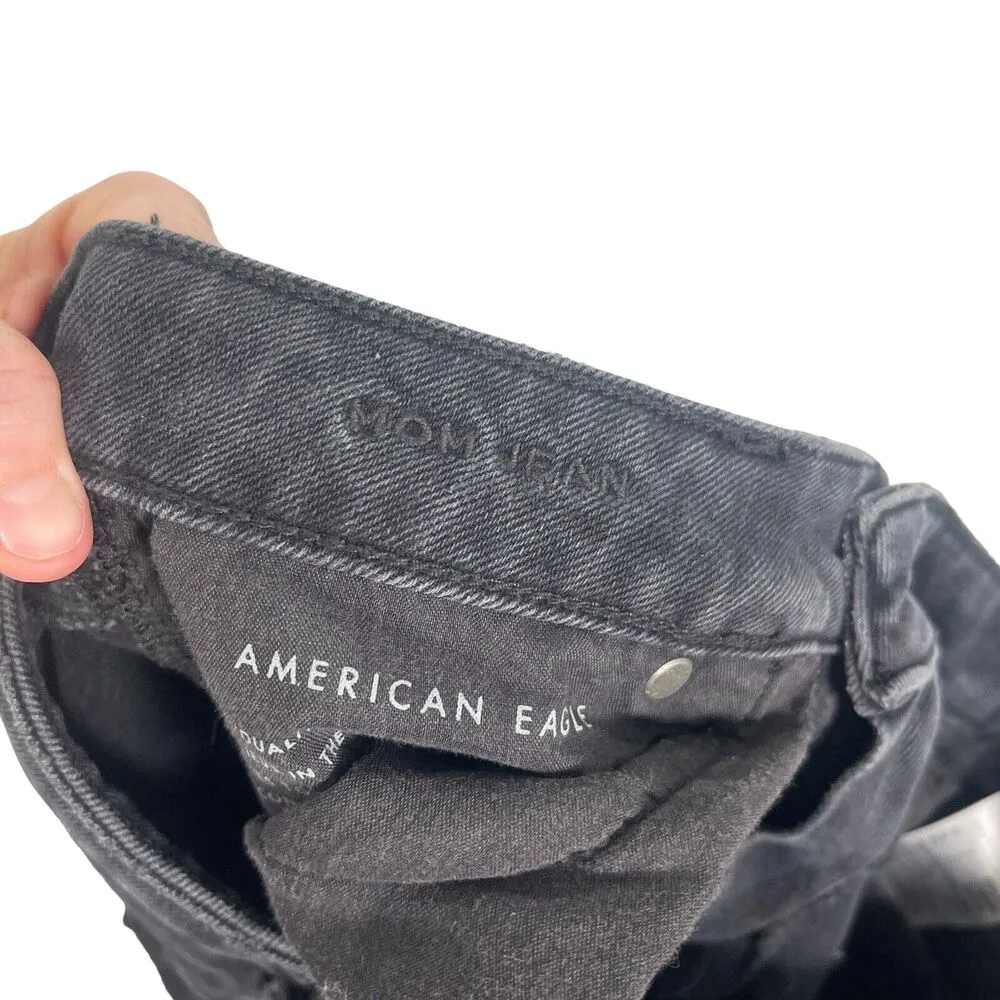 American Eagle Comfort Stretch Mom Jean Charcoal Wash Distressed Hi-Rise Women 2 - Image 8
