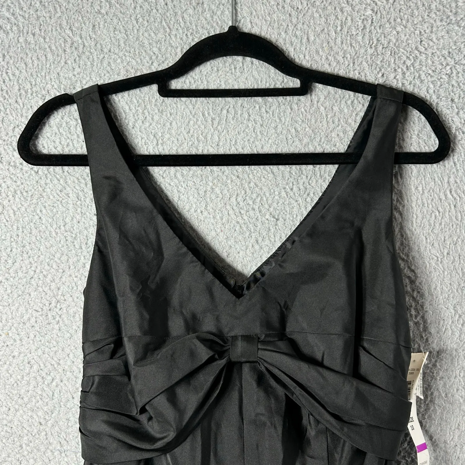 Onyx Nite Dress Womens 10 Black Sleeveless Bow V Neck‎ Dress Party Formal NEW - Image 5