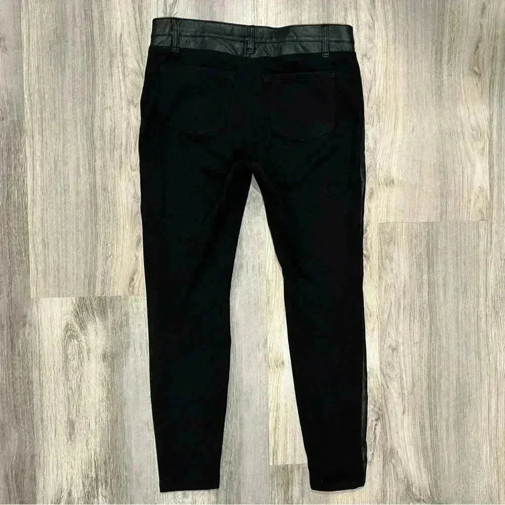 DKNY Black Skinny Pants Leggings Faux Leather Panels Cotton Stretch Size 6 - Image 7