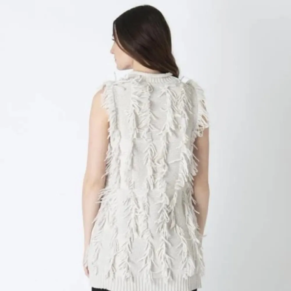 3.1 Phillip Lim Cream Fringe Knit Sweater Vest XS - Image 2