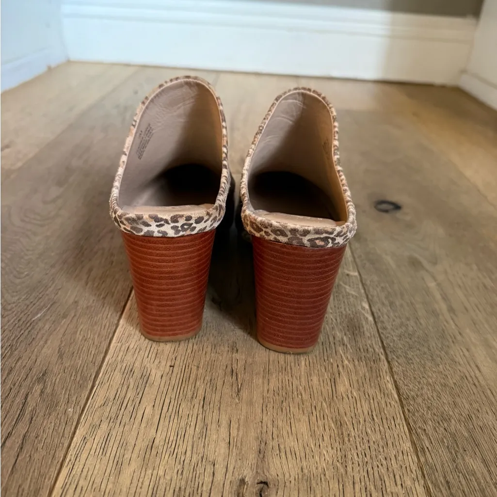 Able Leopard Print Mules with Brown Block Heel Size 9 - Image 4