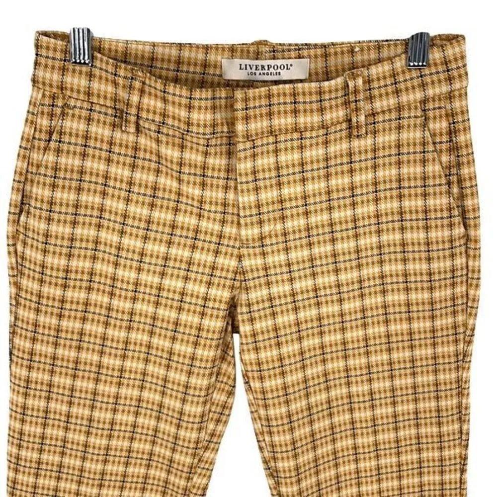 LIVERPOOL Los‎ Angeles KELSEY KNIT CROPPED TROUSER WOMEN'S Size 0 YELLOW PLAID - Image 2