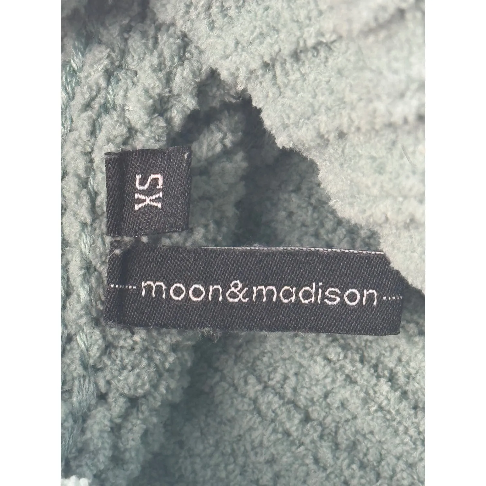 Moon & Madison Chunky Cable Knit Turtleneck Sweater Mint Green XS Bell Sleeve - Image 4